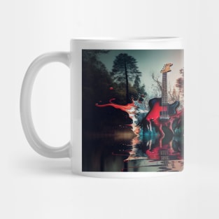 Commercial Guitar Art With Water Splashing In The Forest Mug